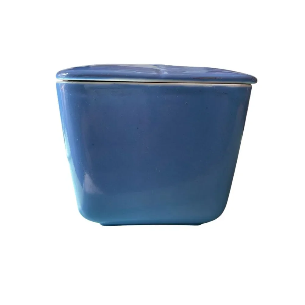 Hall Westinghouse Vintage Refrigerator Dish Delphinium Blue W/Lid 6x4x4
